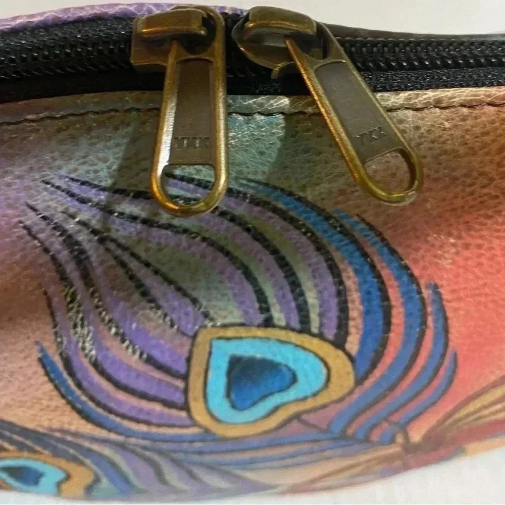 Anuschka hand painted multicolor leather satchel handbag